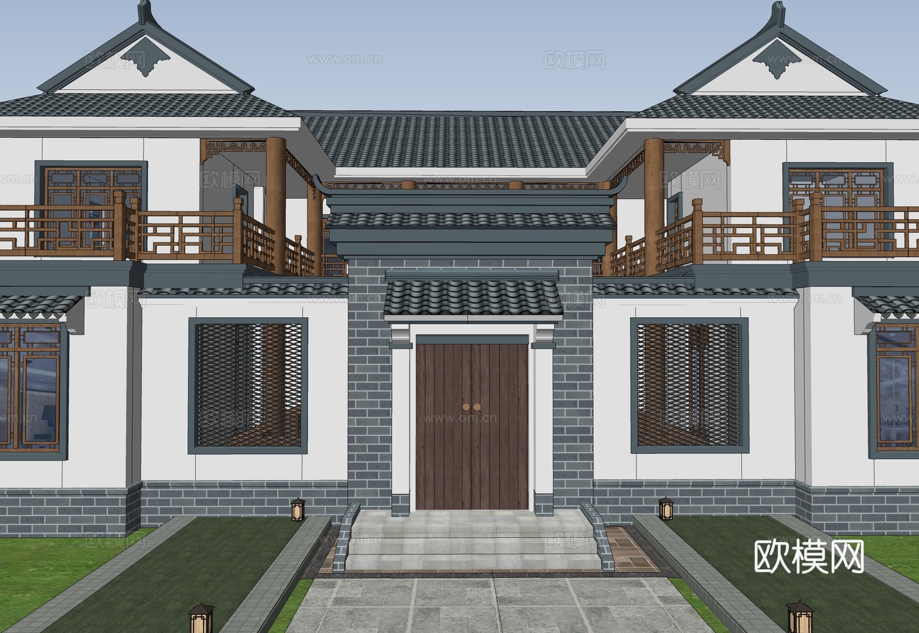 中式四合院  庭院景观 四合院建筑 宋代建筑  农村自建房su模型