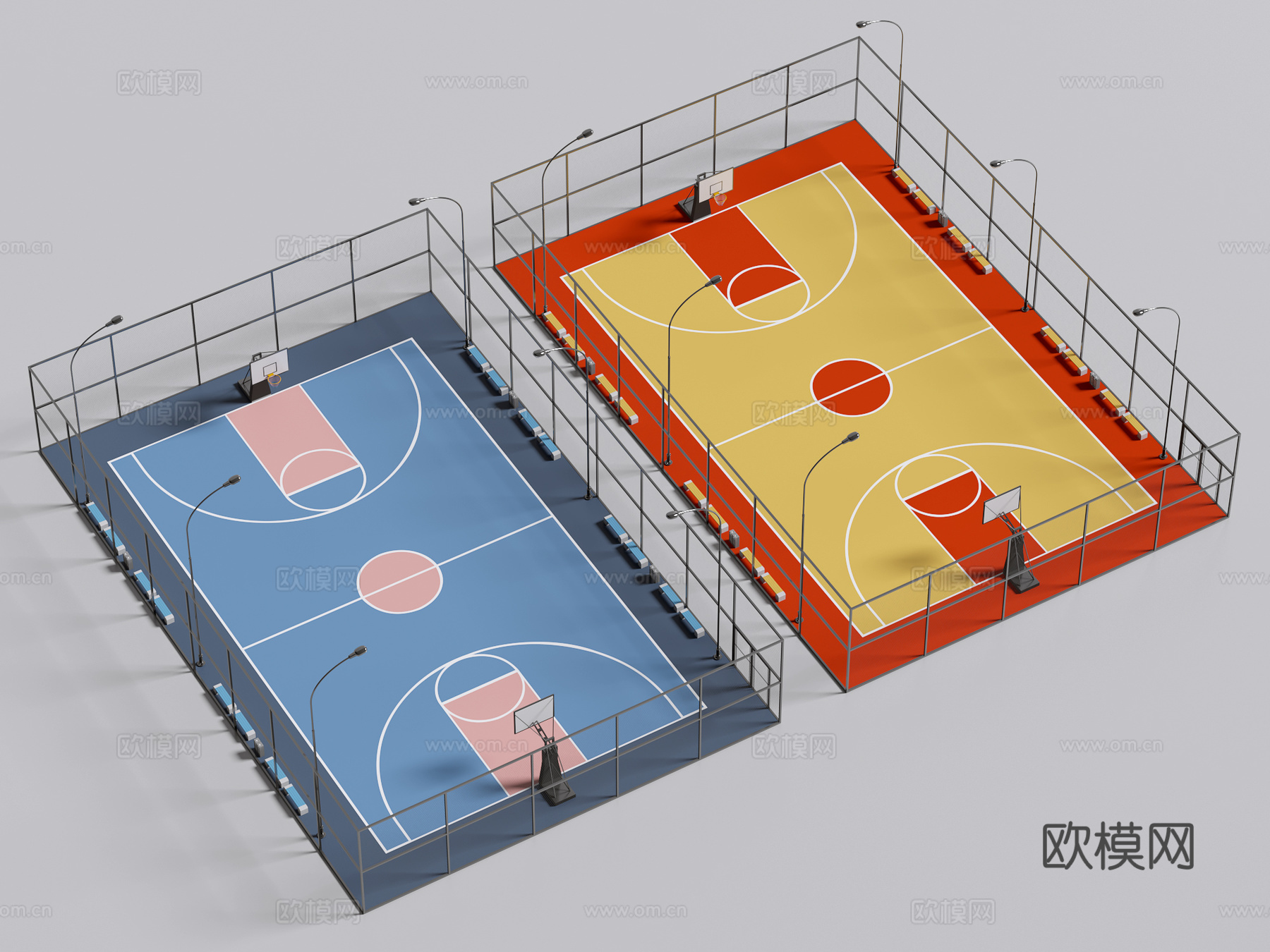 现代户外球场 篮球场 户外篮球场 现代篮球场 其他球场3d模型下载