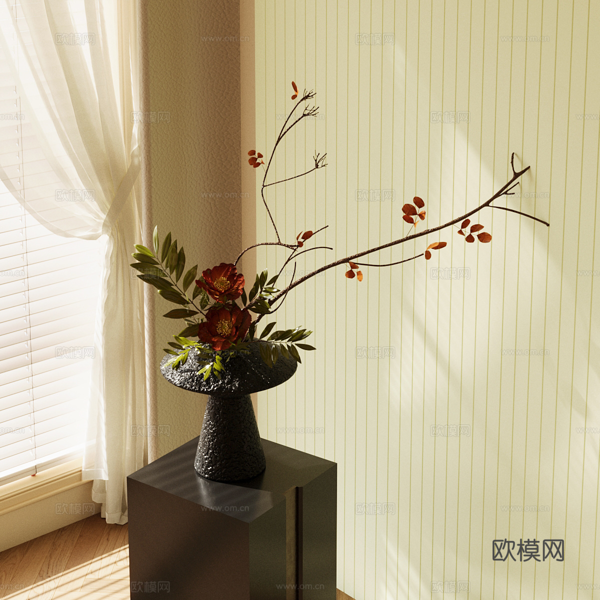 宋氏花艺 干花花艺 干花复古花艺 陶瓷花瓶 婚庆花艺su模型