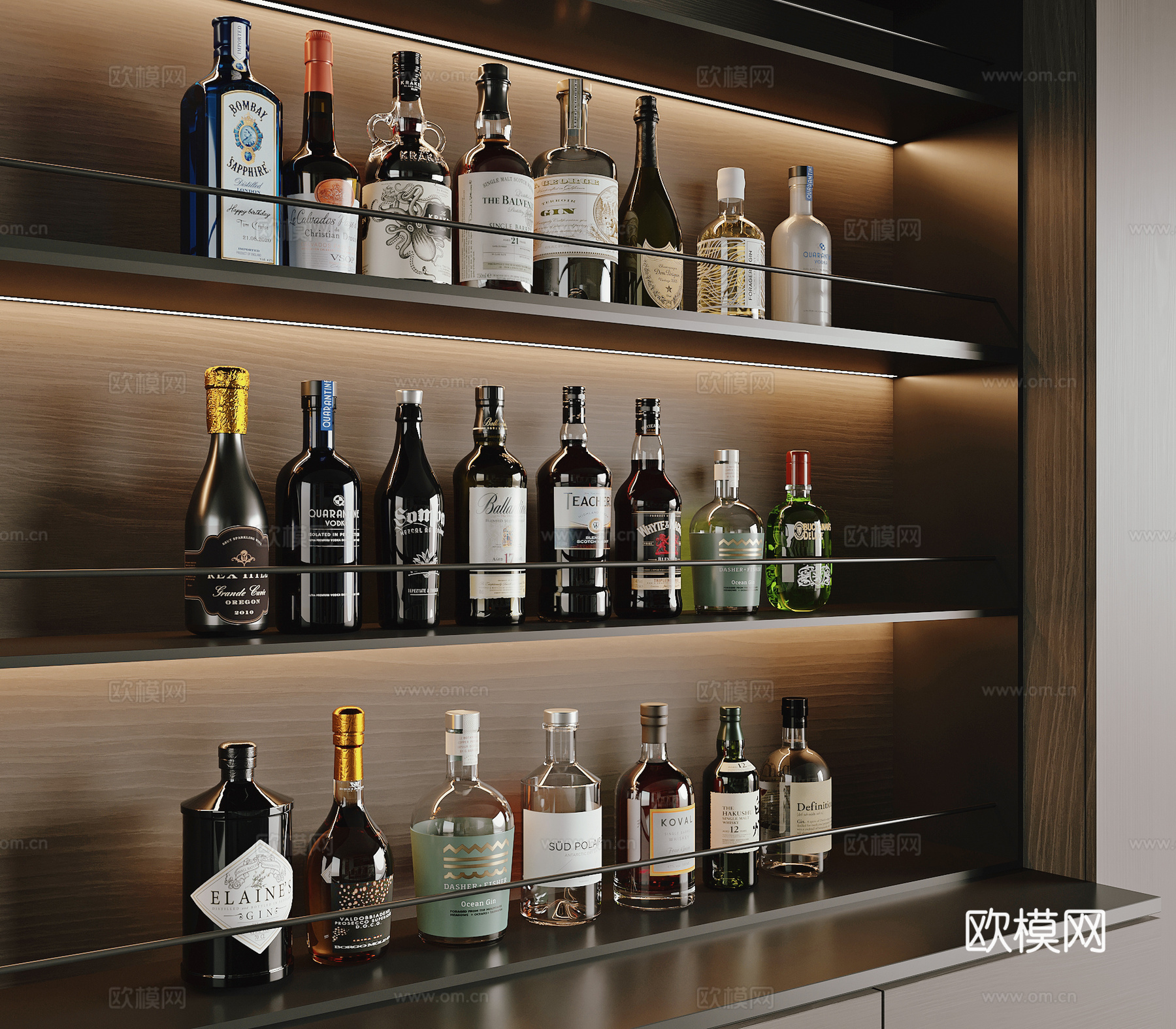 现代酒水酒瓶3d模型下载