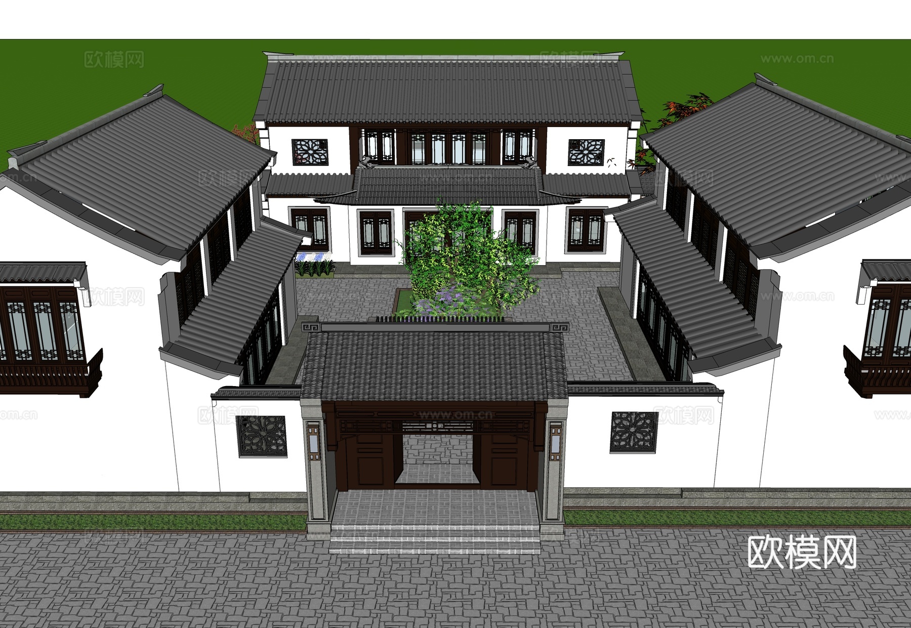 中式四合院  庭院景观 四合院建筑 宋代建筑 苏氏园林su模型