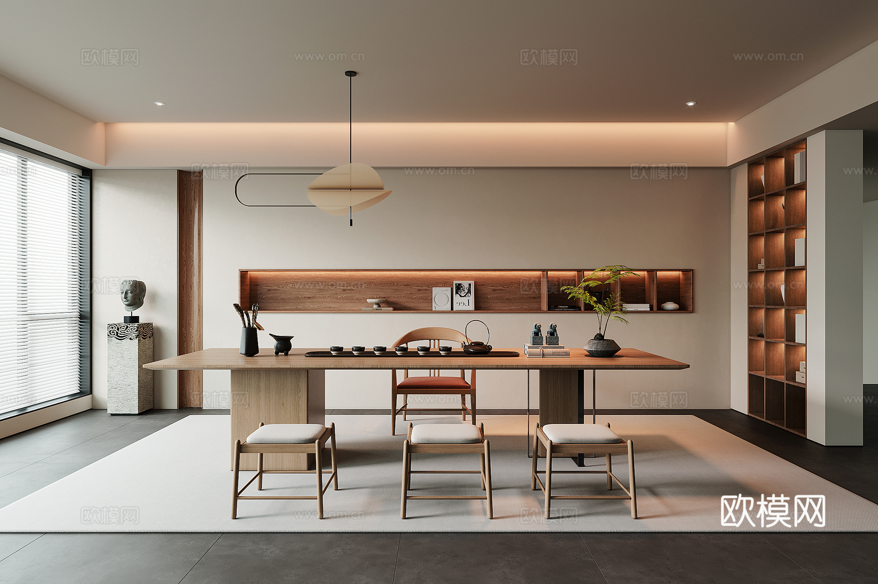 新中式茶室su模型