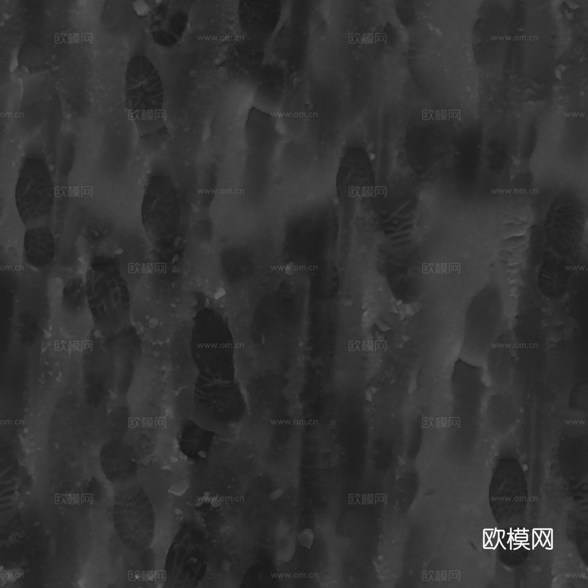 雪地脚印 PBR材质贴图 2k