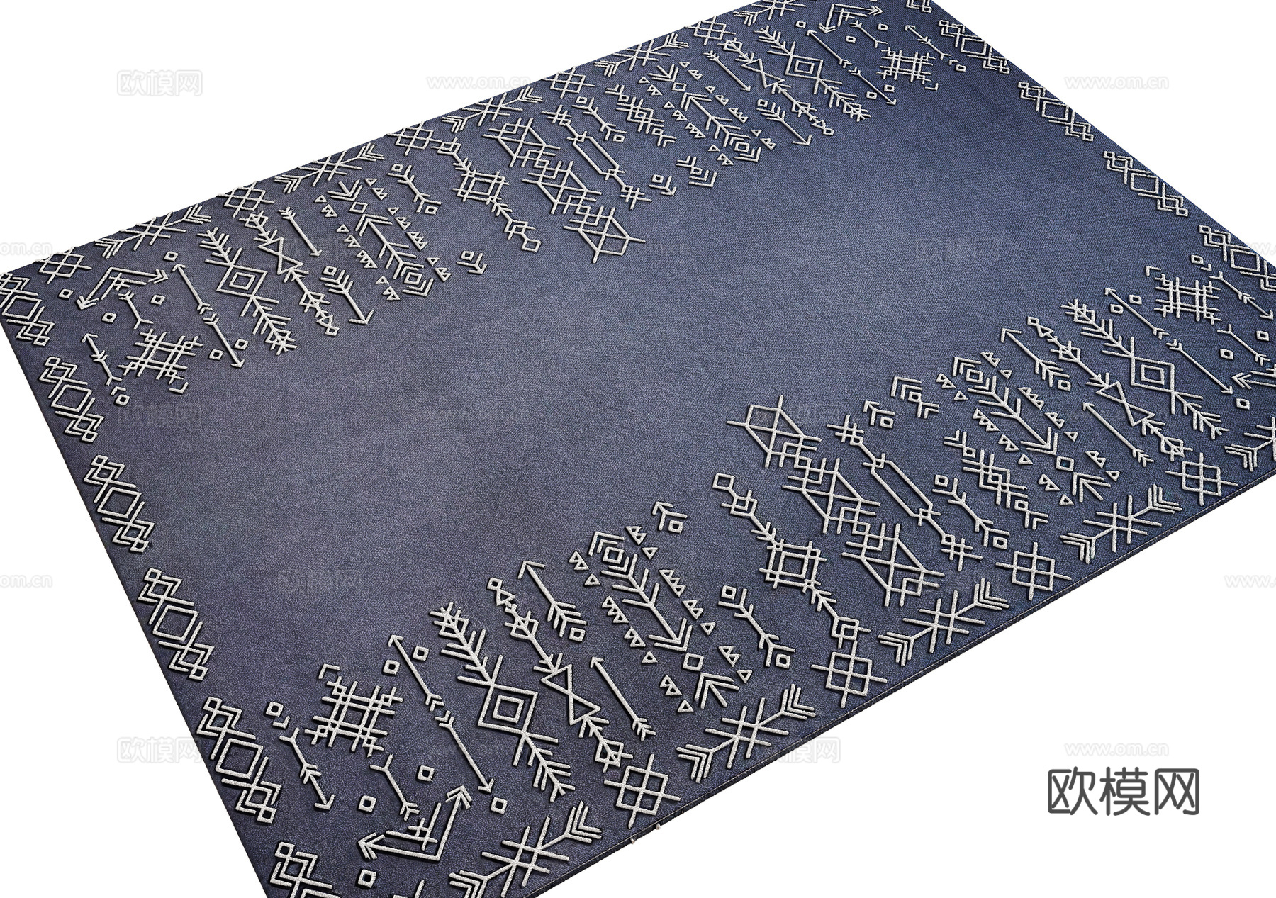 复古客厅地毯  卧室地毯  酒店地毯3d模型下载（渲染图2）