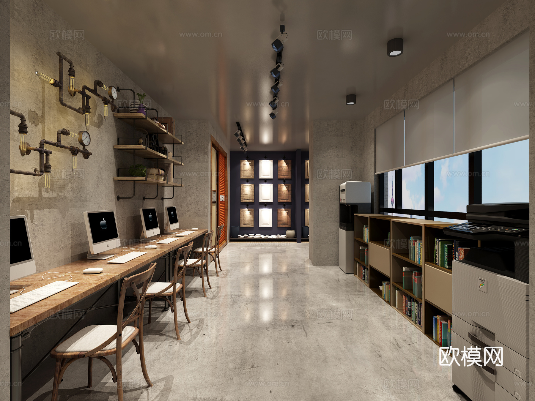 工业风办公室 文件柜3d模型下载