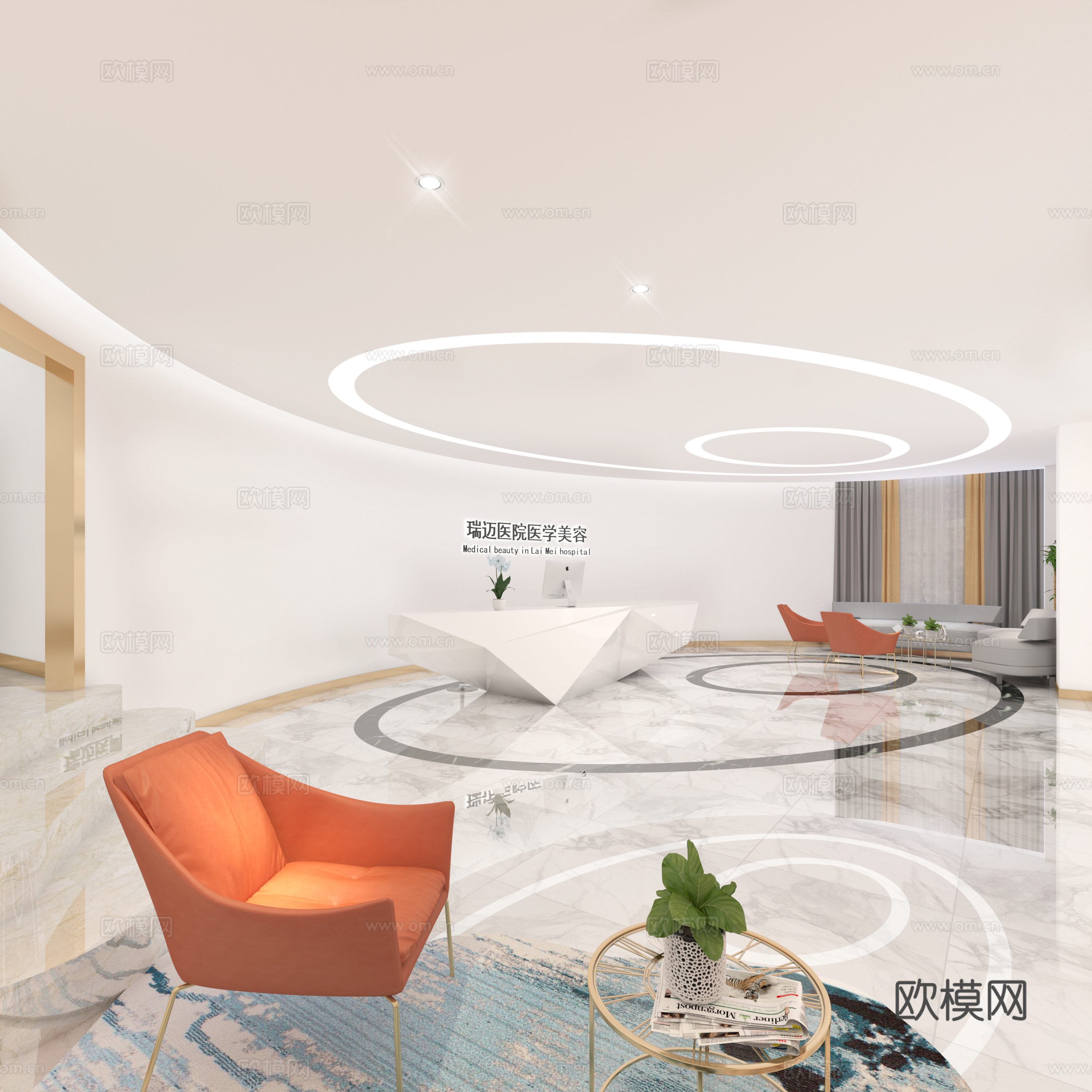 现代风格整形医院3d模型下载（渲染图1）