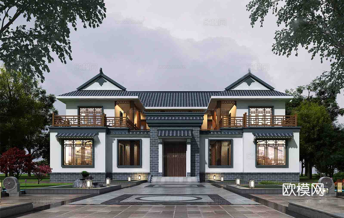 中式四合院  庭院景观 四合院建筑 宋代建筑  农村自建房su模型