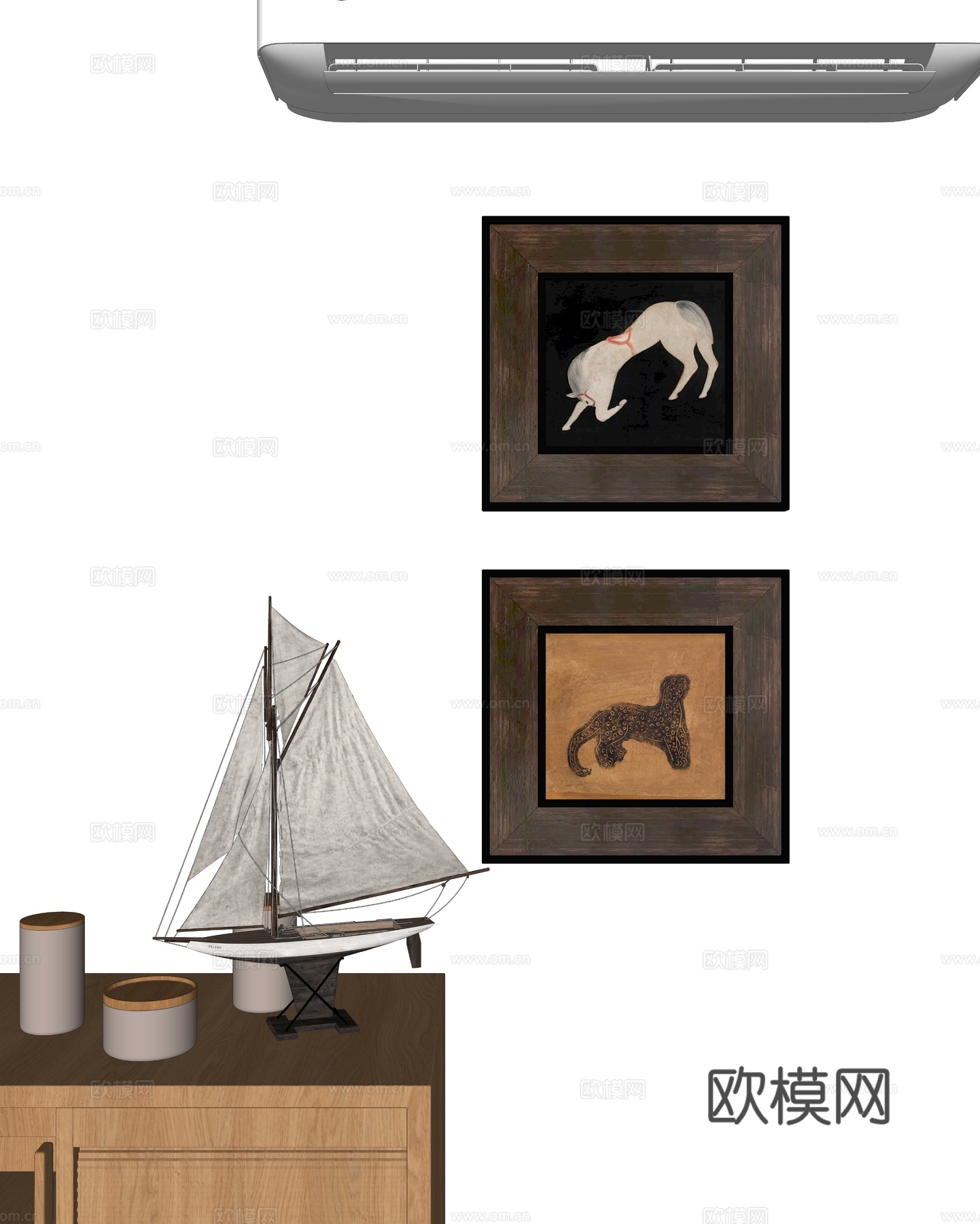 法式复古装饰画边柜su模型