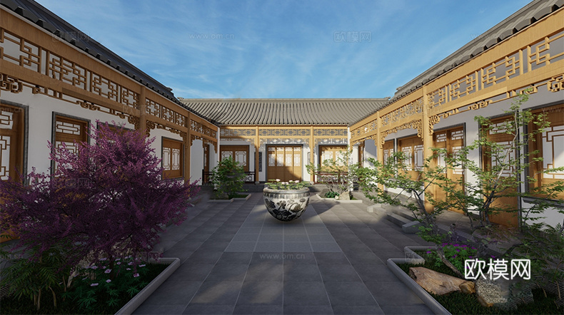 中式四合院  庭院景观 四合院建筑 宋代建筑 苏氏园林su模型