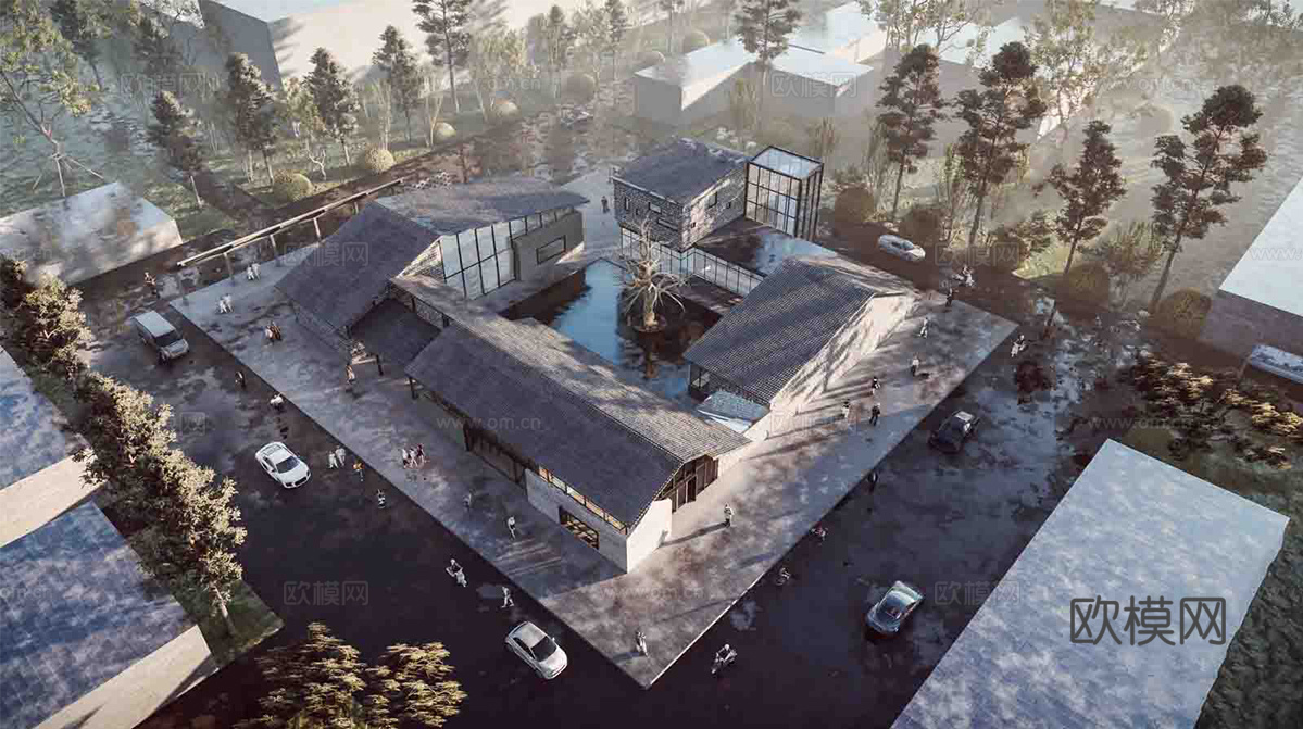 中式四合院  庭院景观 四合院建筑 宋代建筑 苏氏园林su模型