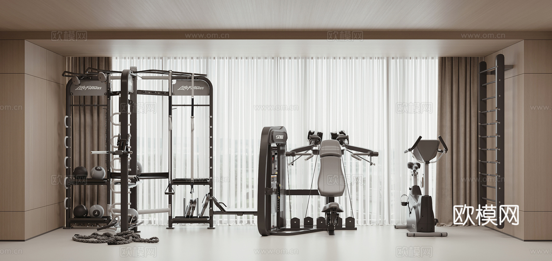 现代健身器材3d模型下载