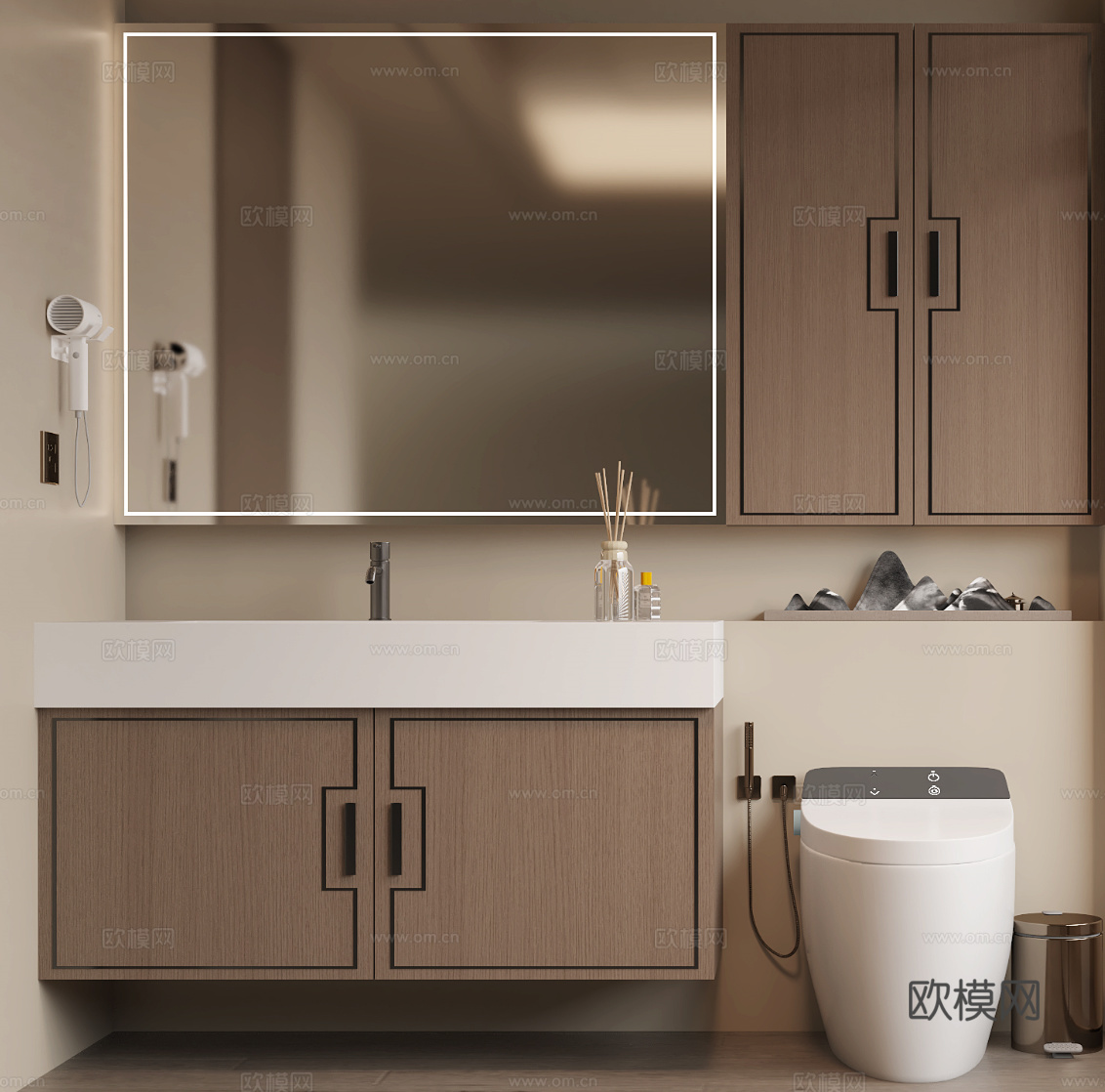 新中式浴室柜3d模型下载