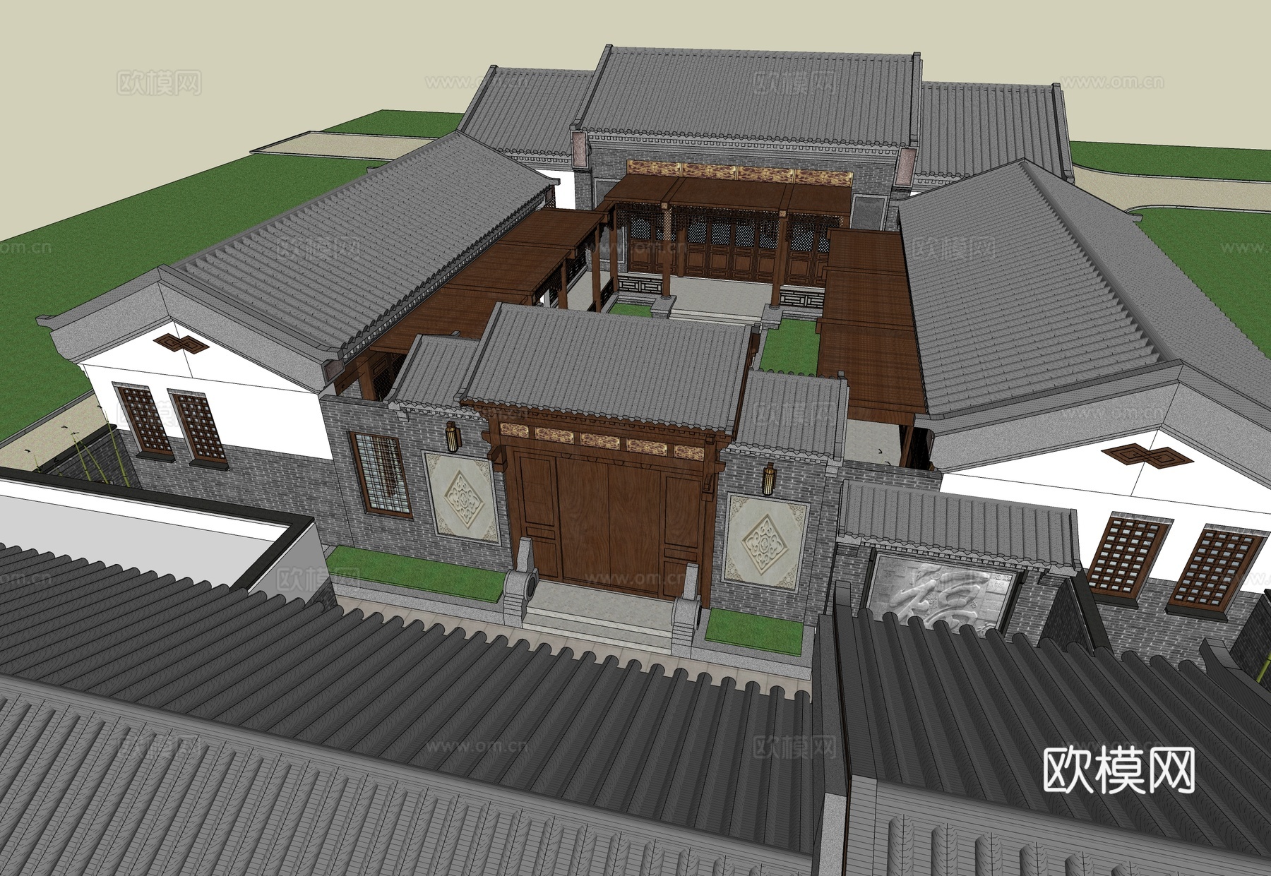 中式四合院  庭院景观 四合院建筑 宋代建筑 苏氏园林su模型