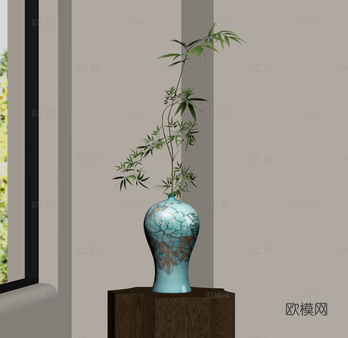新中式花瓶su模型