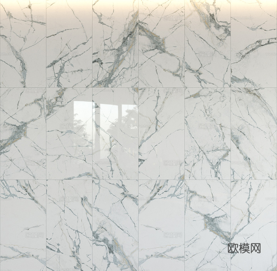 鱼肚白大理石墙地砖su模型
