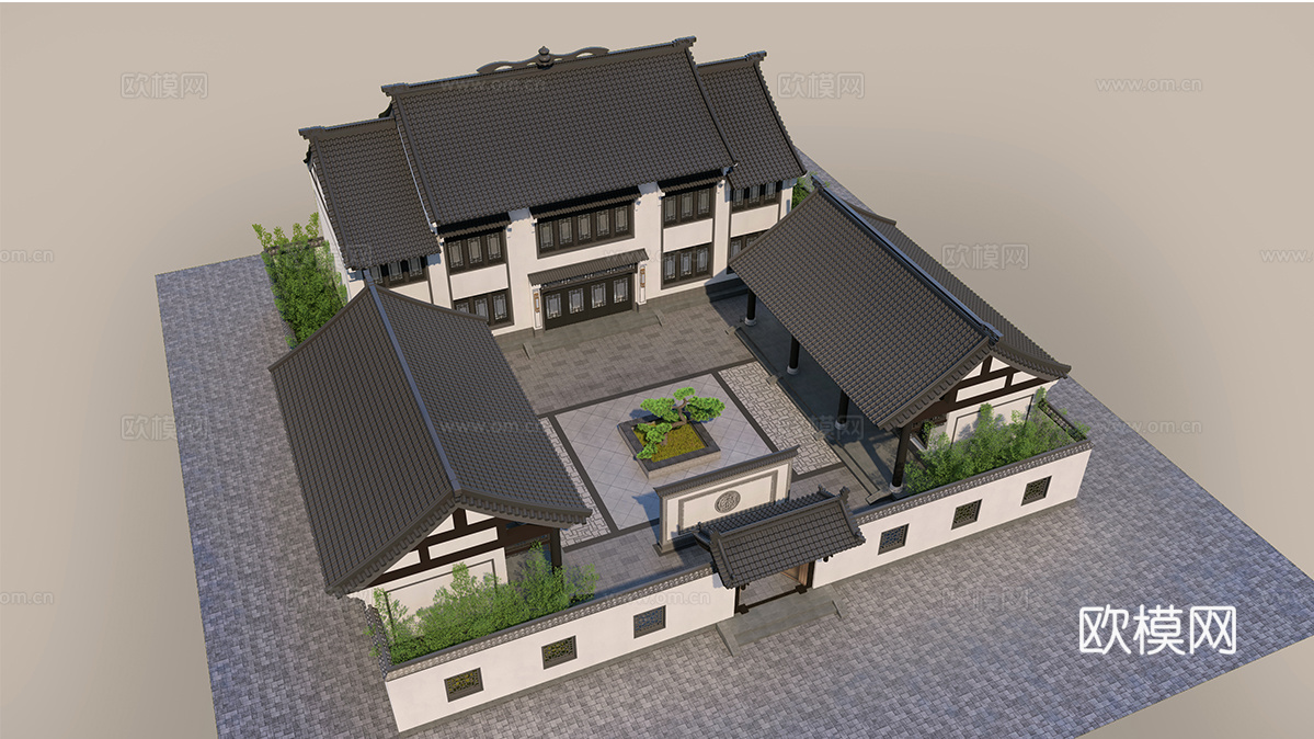 中式四合院  庭院景观 四合院建筑 宋代建筑 苏氏园林su模型