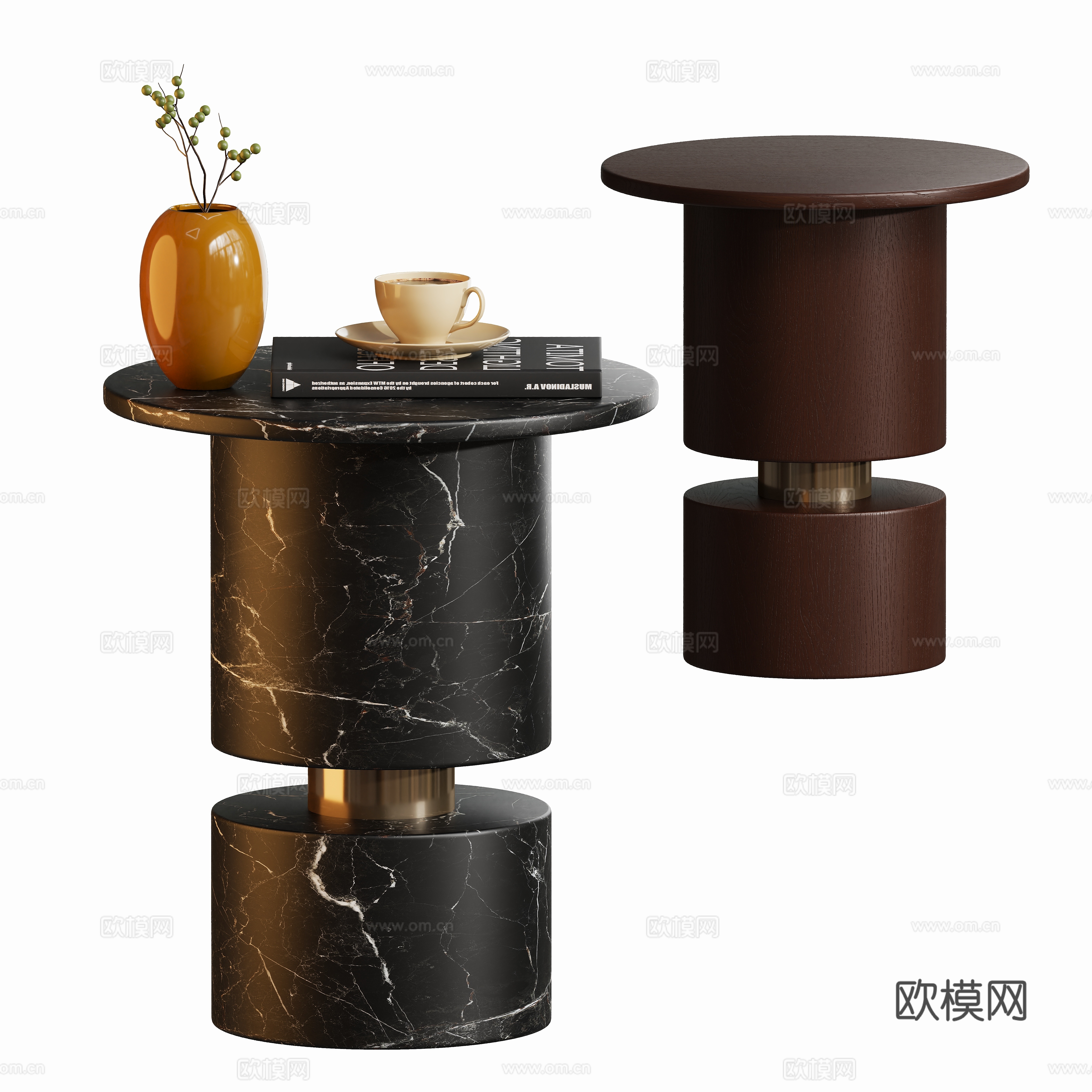 现代石材角几边几su模型