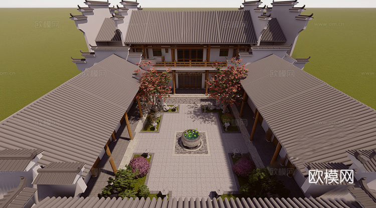 中式四合院  庭院景观 四合院建筑 宋代建筑 苏氏园林su模型