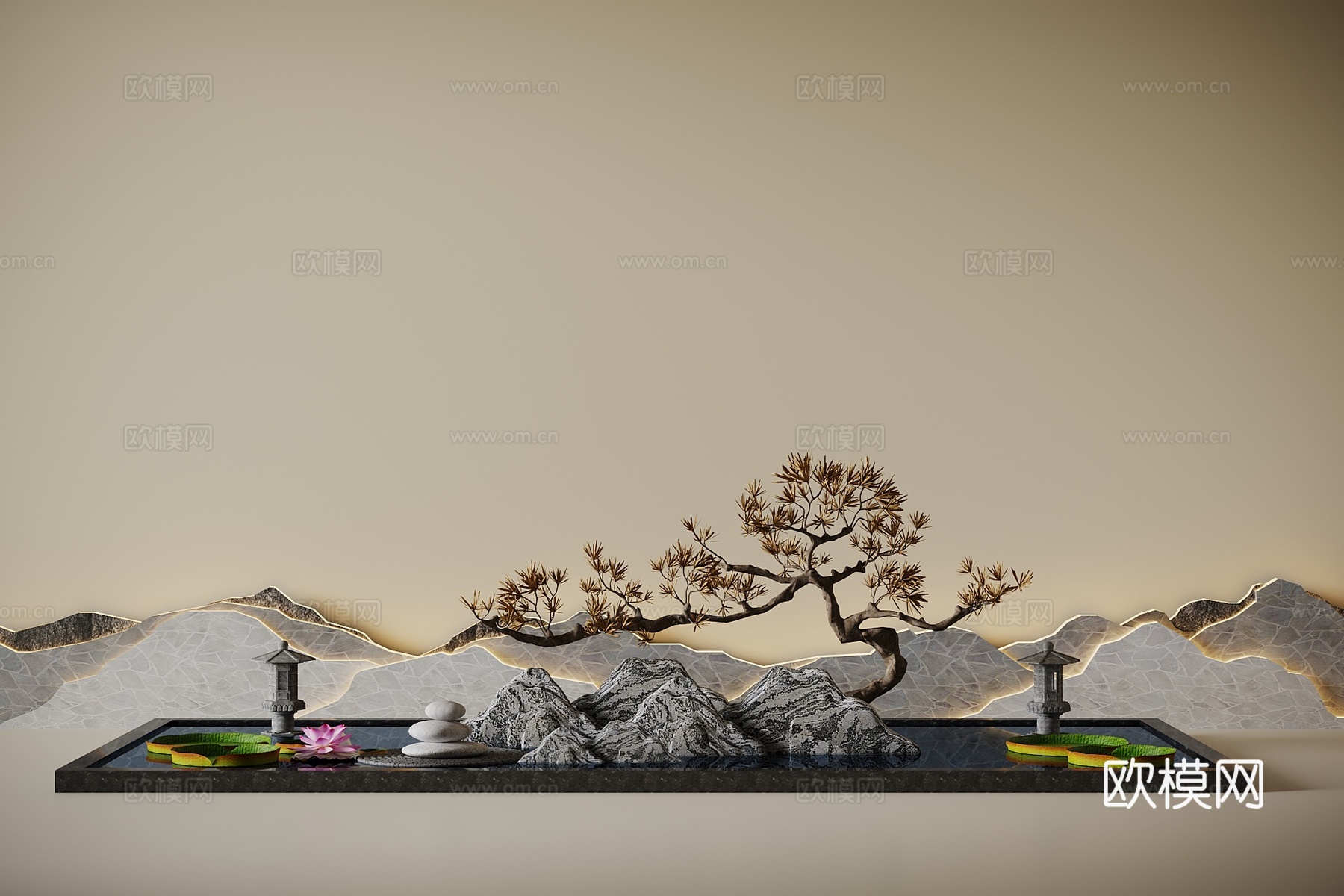 新中式景观 山水景观su模型