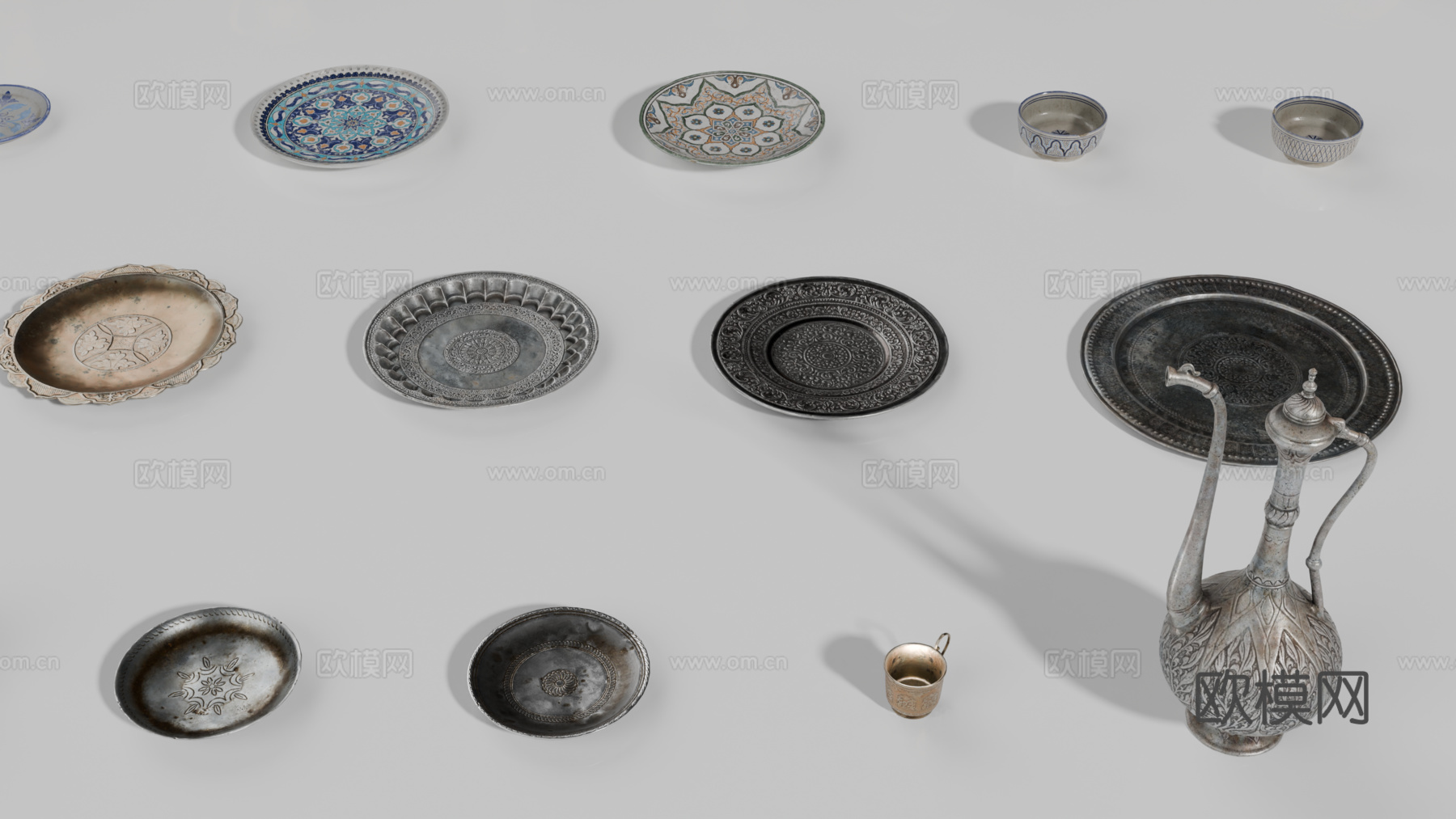 中东器皿 陶罐 金属器皿 金属餐具 银器皿su模型
