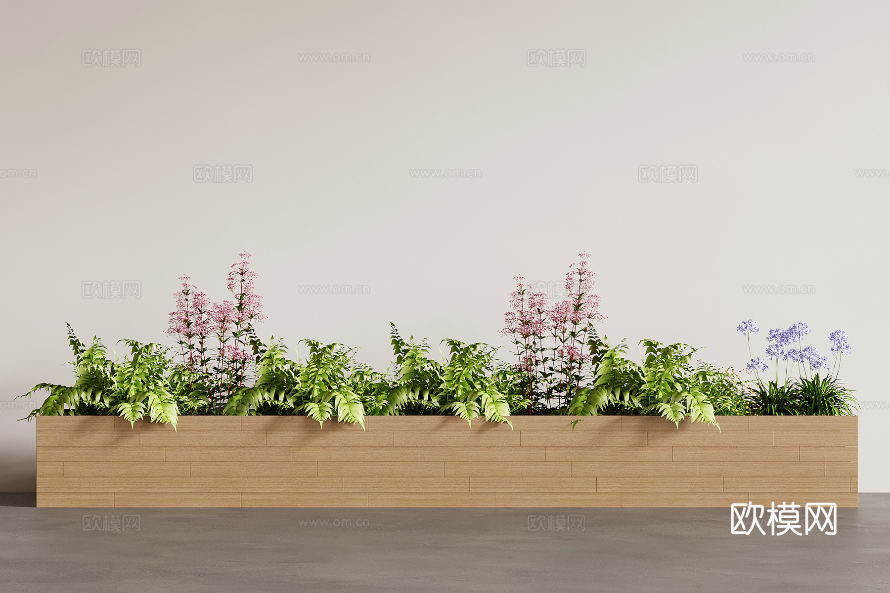 现代花池 花坛 花箱 花草 植物堆su模型