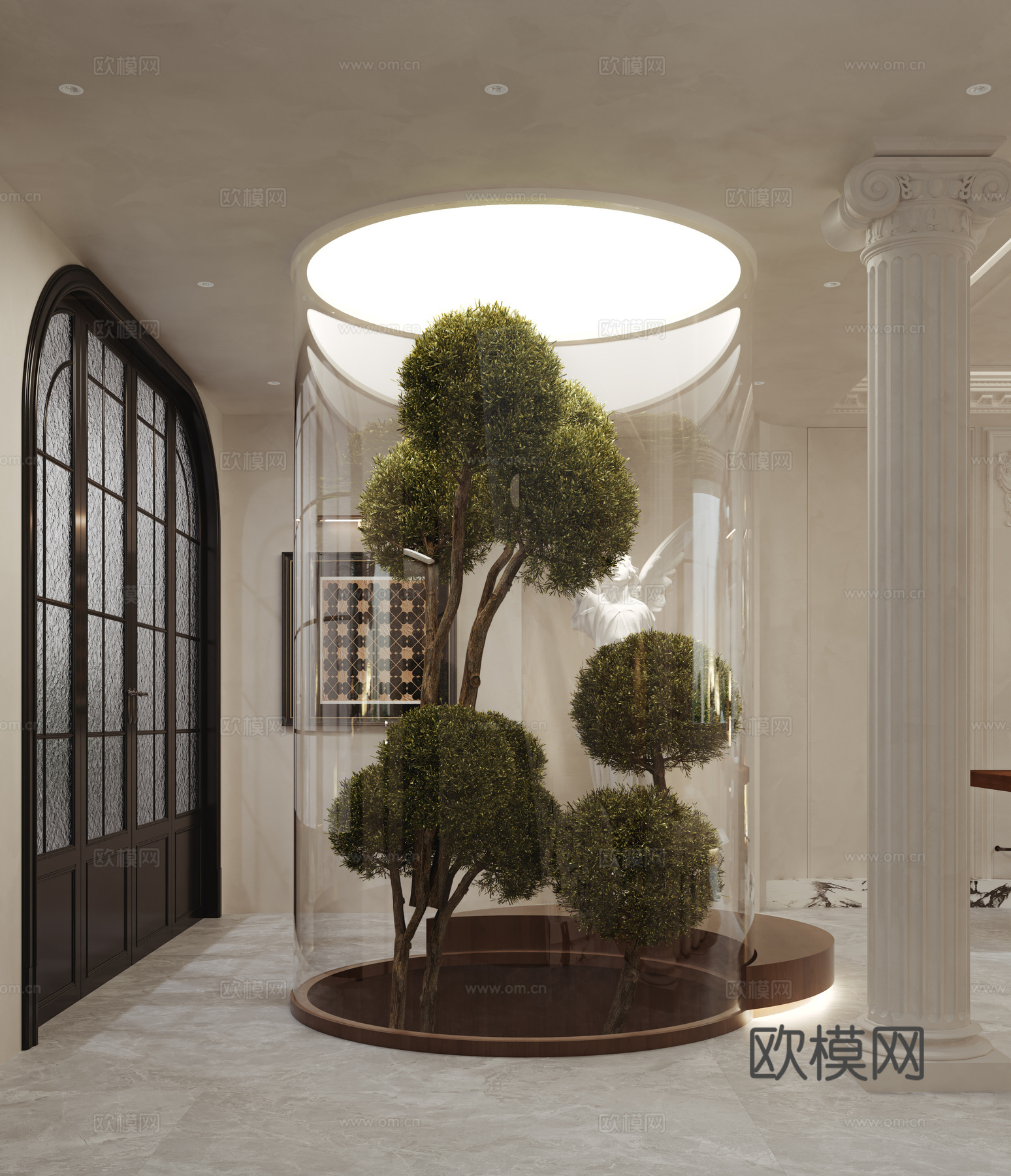 法式别墅地下室玄关大堂造景3d模型下载