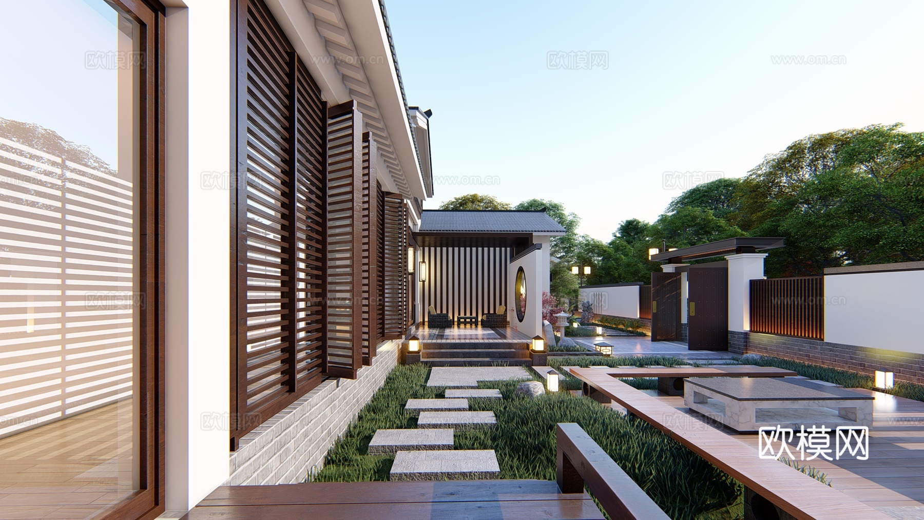 新中式四合院  庭院景观 四合院建筑 宋代建筑 苏氏园林.rsu模型