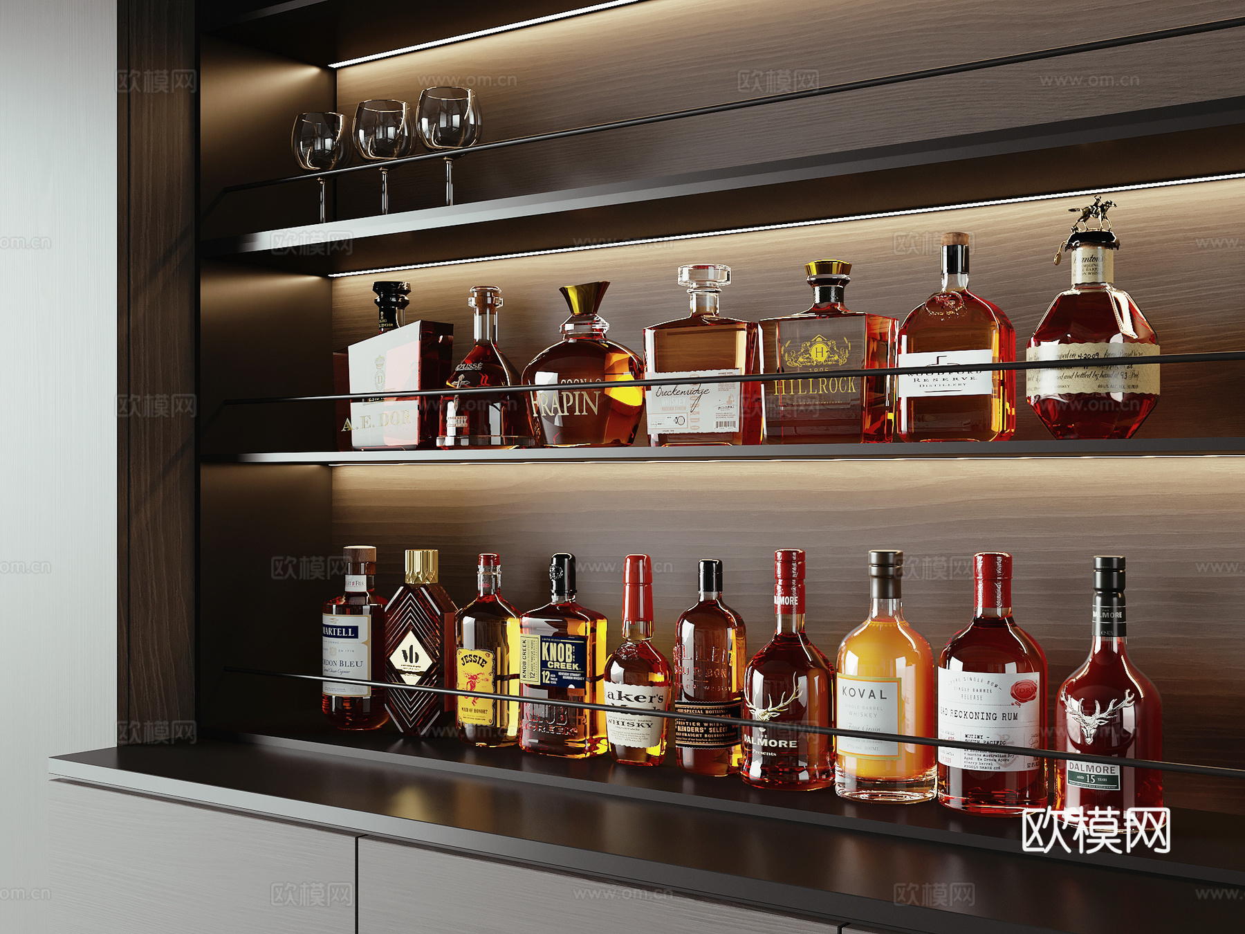 现代酒水酒瓶3d模型下载