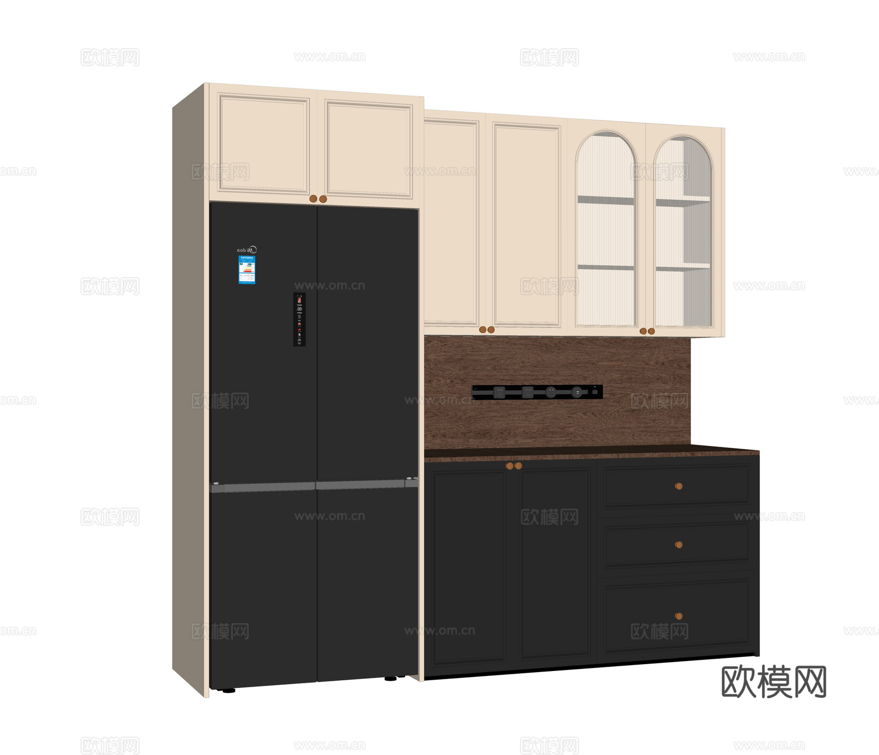 法式酒柜 餐边柜 冰箱柜su模型