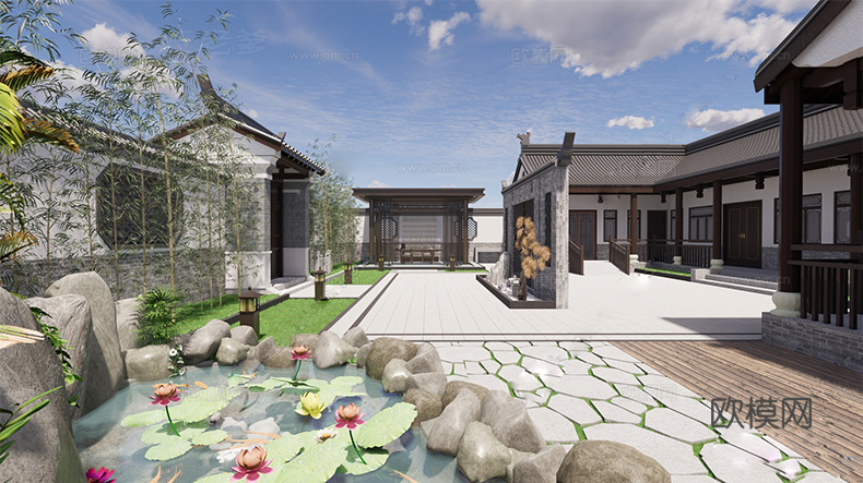 中式四合院  庭院景观 四合院建筑 宋代建筑 苏氏园林su模型
