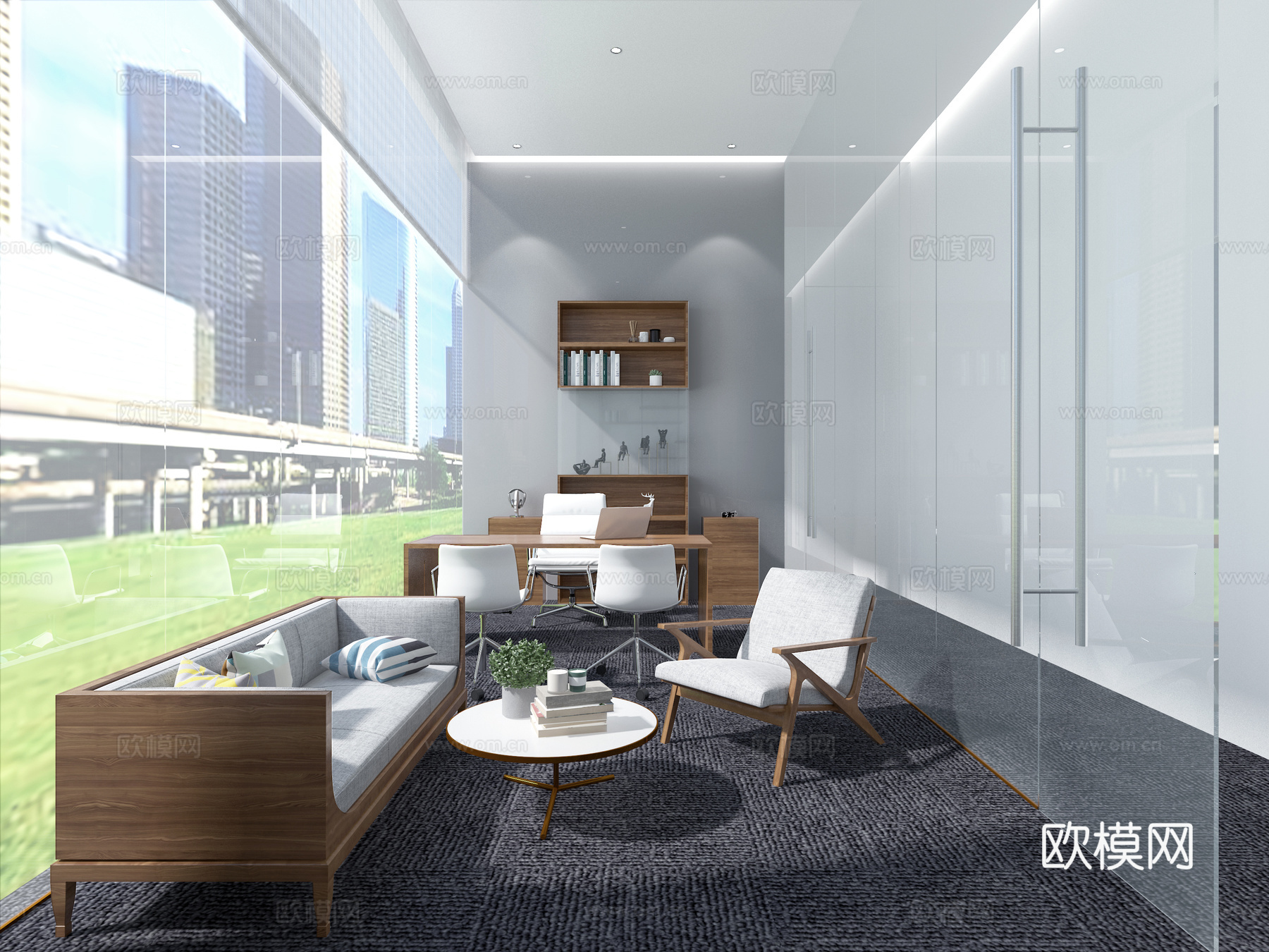 现代办公室设计3d模型下载（渲染图2）