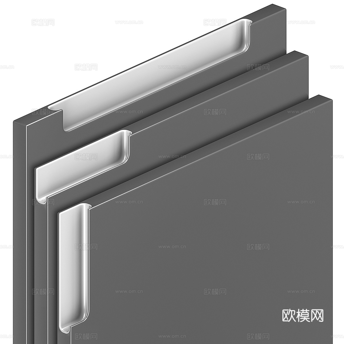 一体式橱柜门拉手 扣手su模型