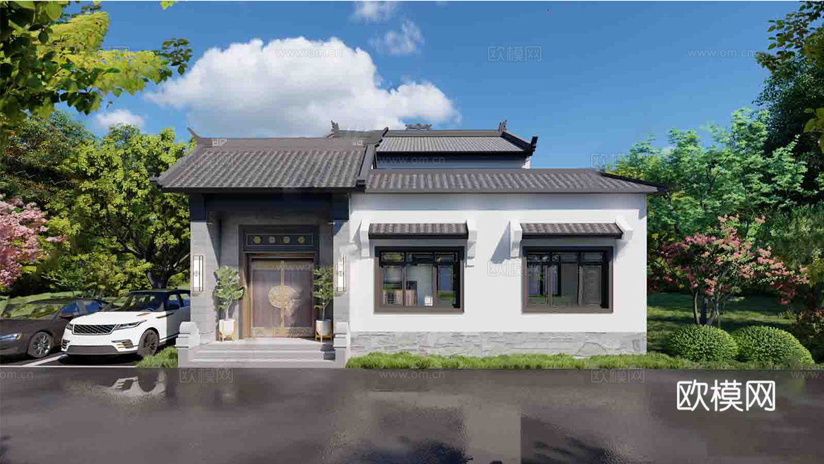 新中式四合院  庭院景观 四合院建筑 宋代建筑 苏氏园林.rsu模型