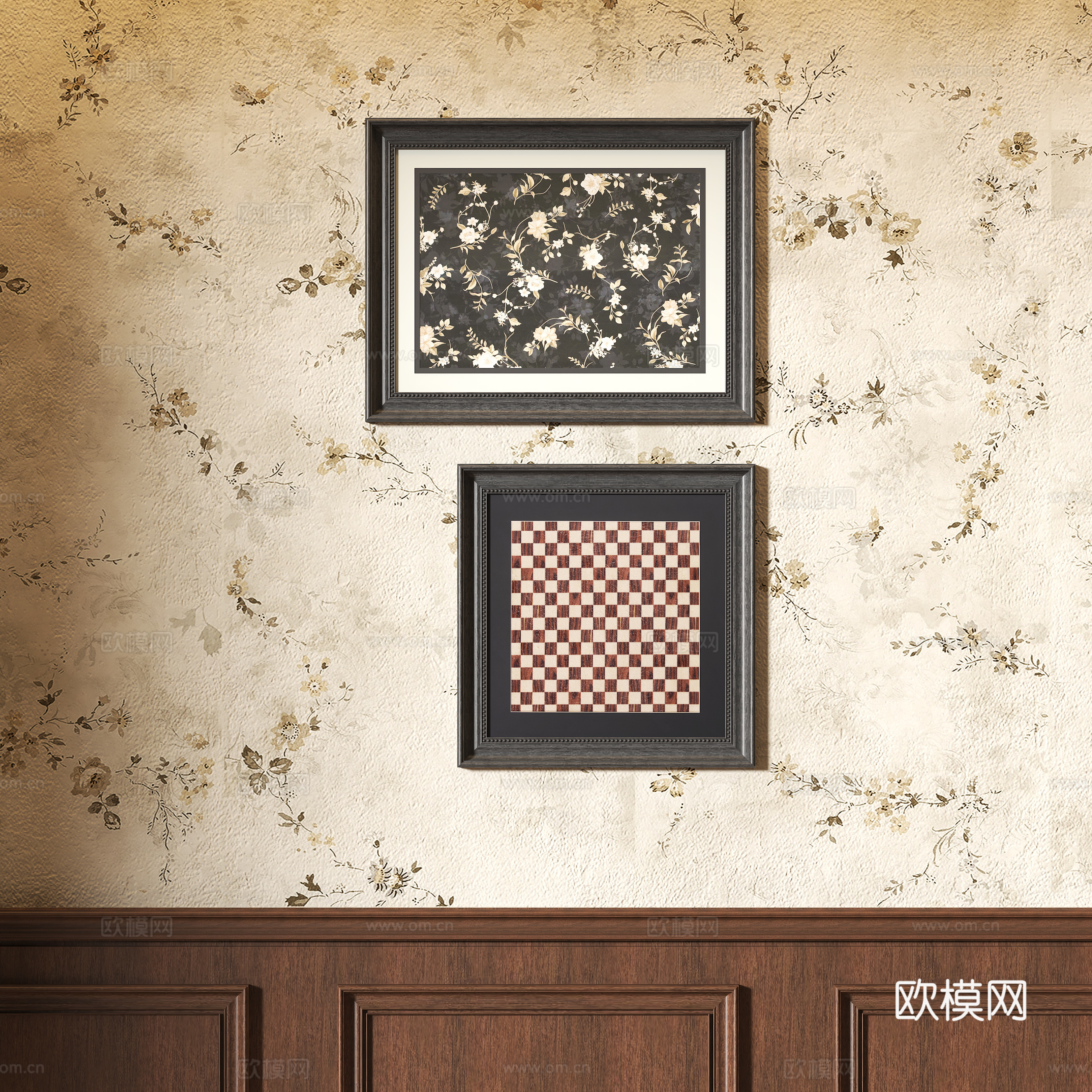 中古风装饰挂画组合su模型