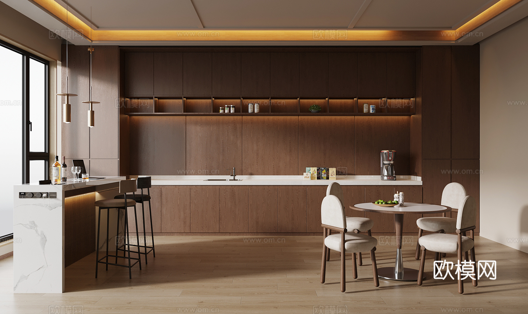 中古风茶水间3d模型下载