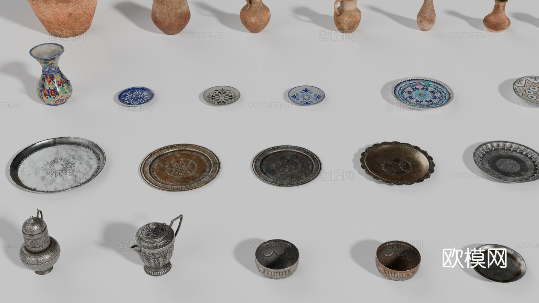 中东器皿 陶罐 金属器皿 金属餐具 银器皿su模型