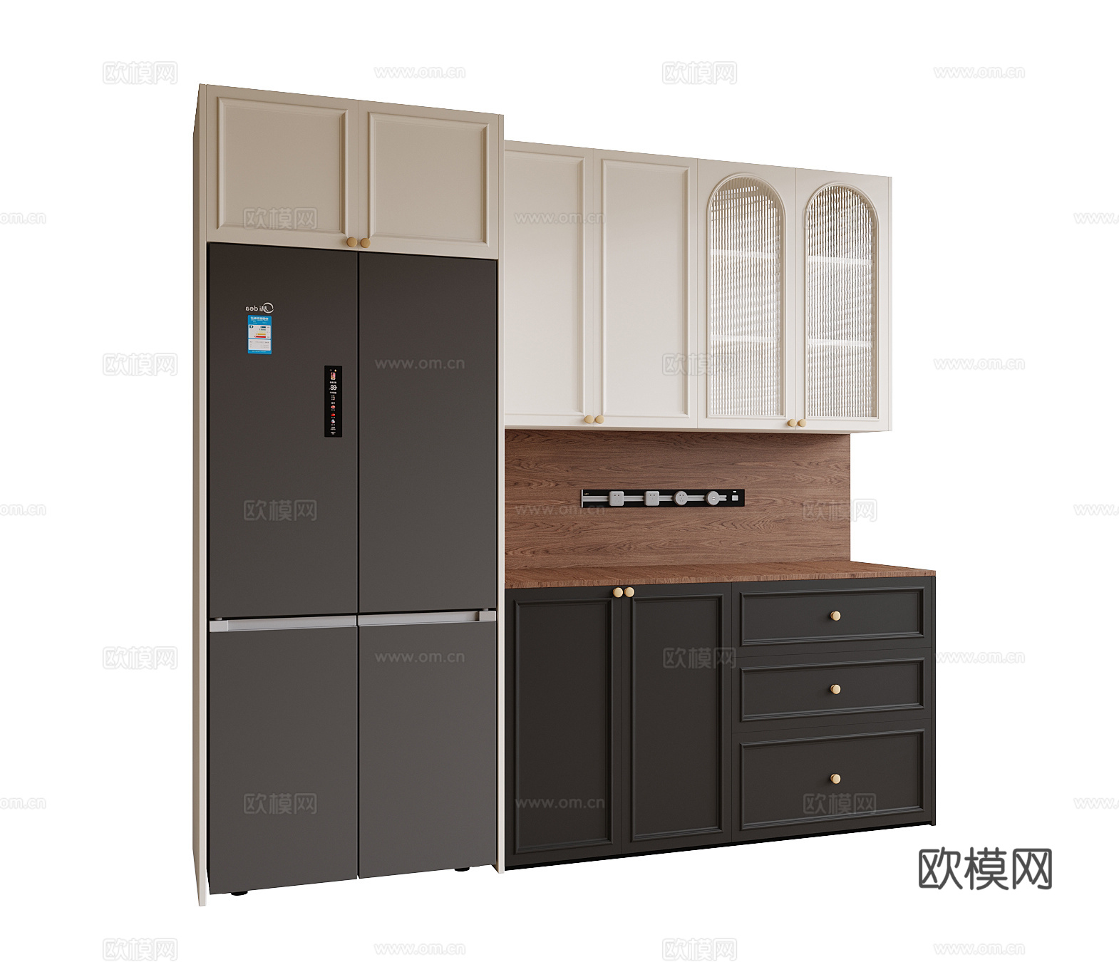 法式酒柜 餐边柜 冰箱柜su模型