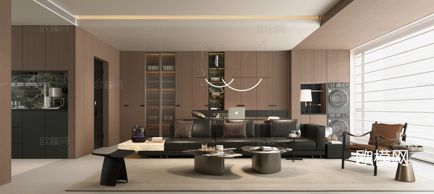 现代意式客厅 轻奢意式客厅 高级灰客厅 海派风客厅 沙发茶几3d模型下载