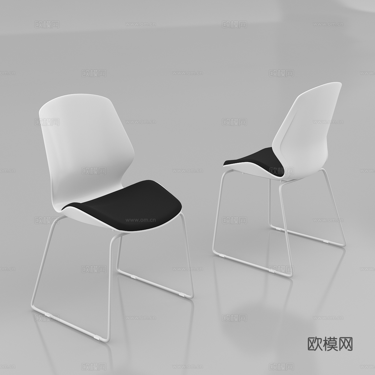 现代办公室 会议椅 简易办公椅培训椅 休闲椅灰底图3d模型下载