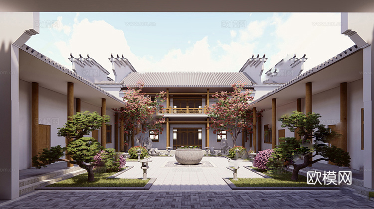 中式四合院  庭院景观 四合院建筑 宋代建筑 苏氏园林su模型