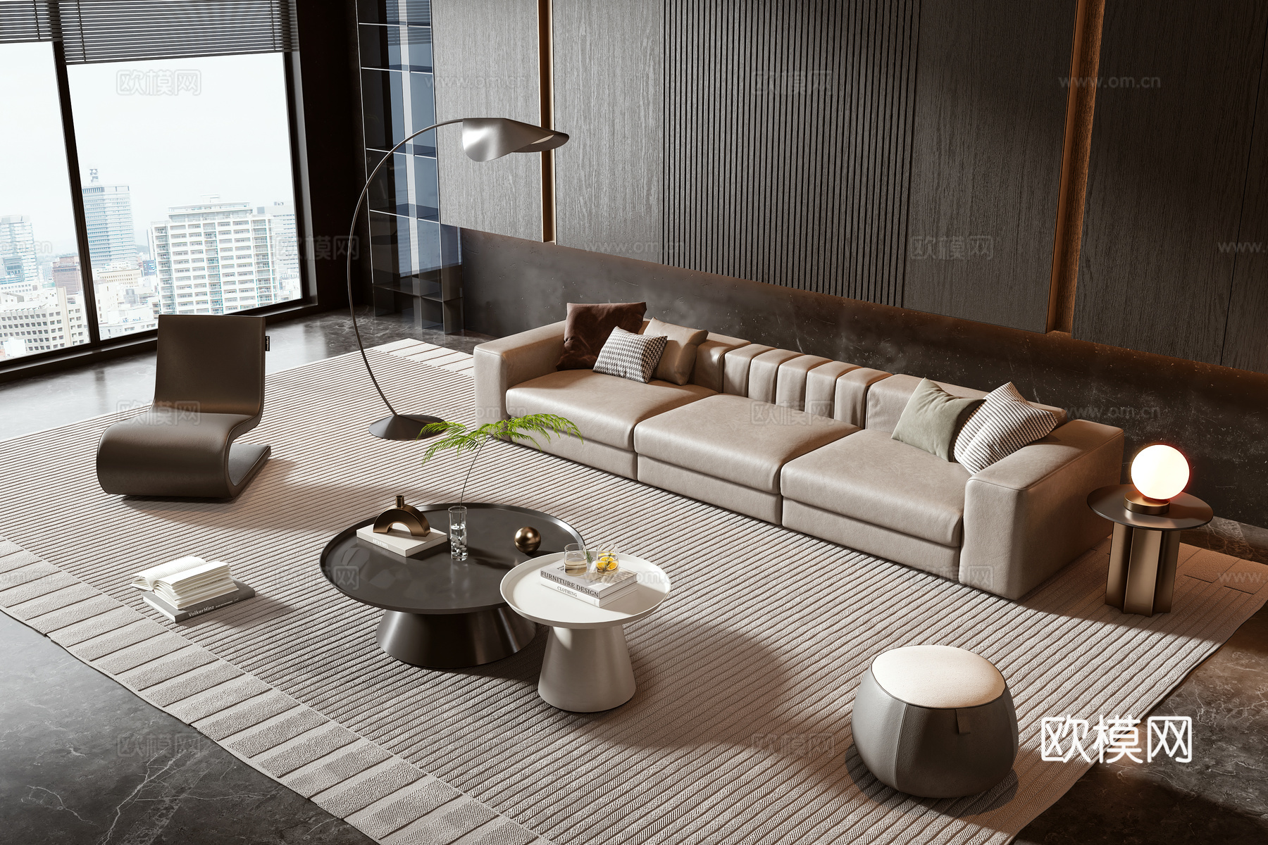 Minotti现代沙发茶几组合3d模型下载