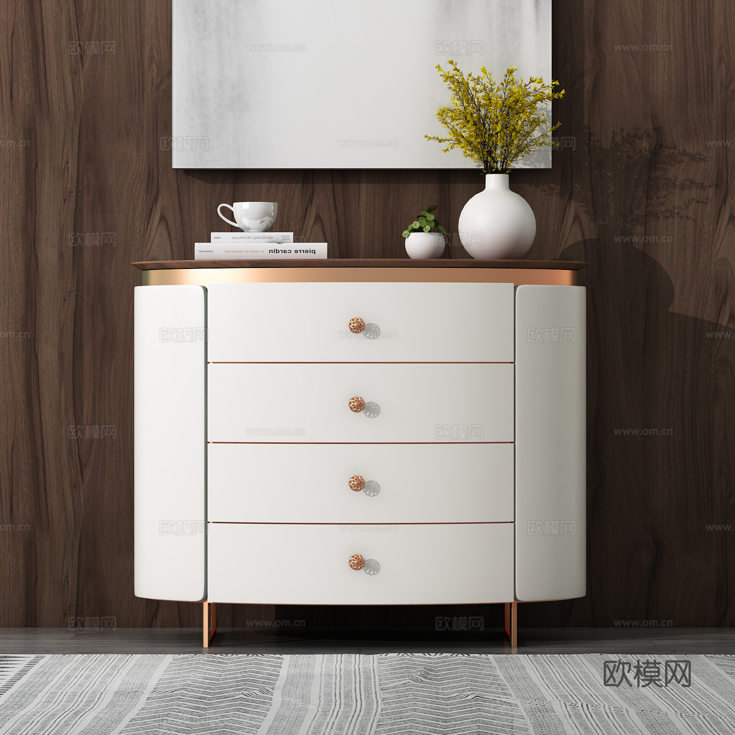 现代轻奢装饰柜边柜3d模型下载（渲染图2）