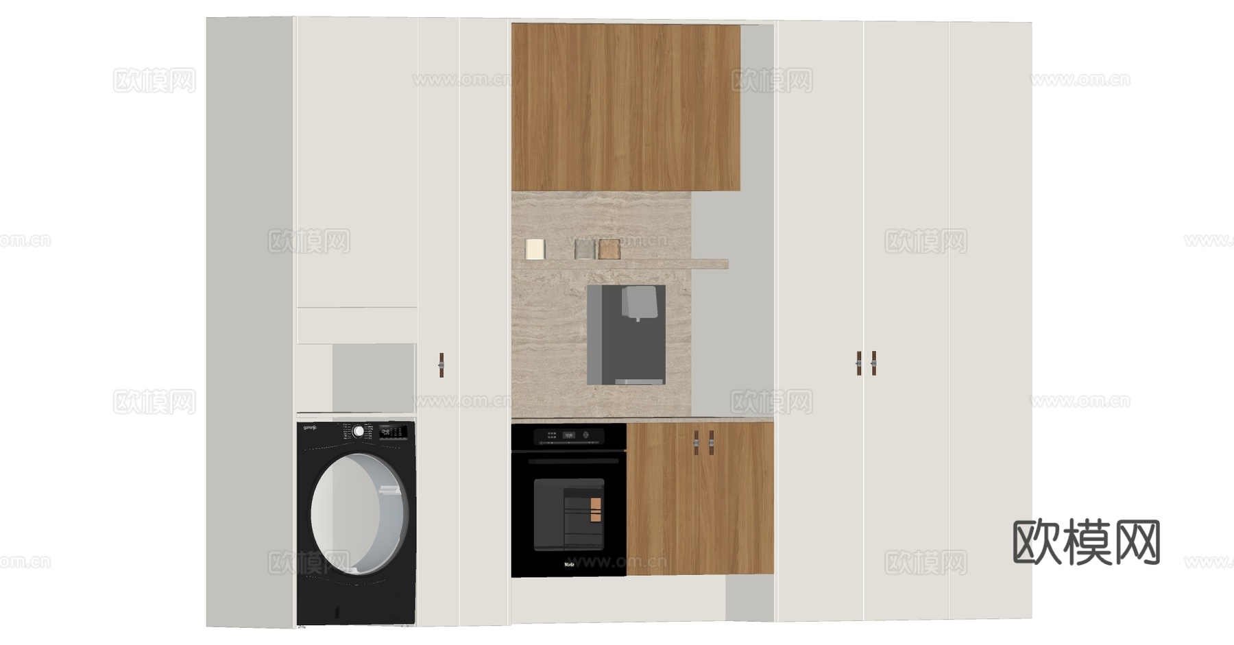 现代餐边柜 洗衣机柜su模型