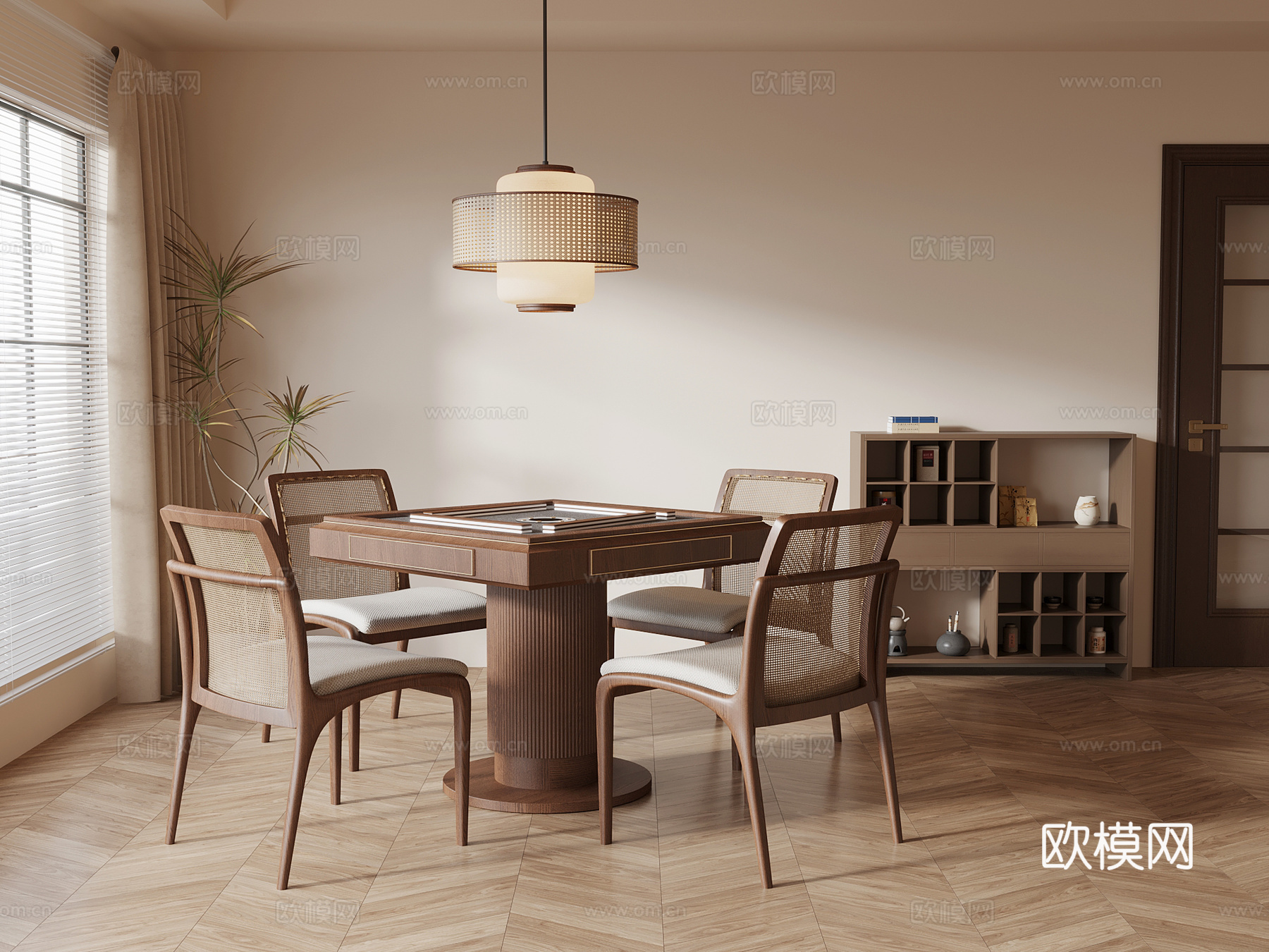 新中式棋牌室 麻将桌3d模型下载