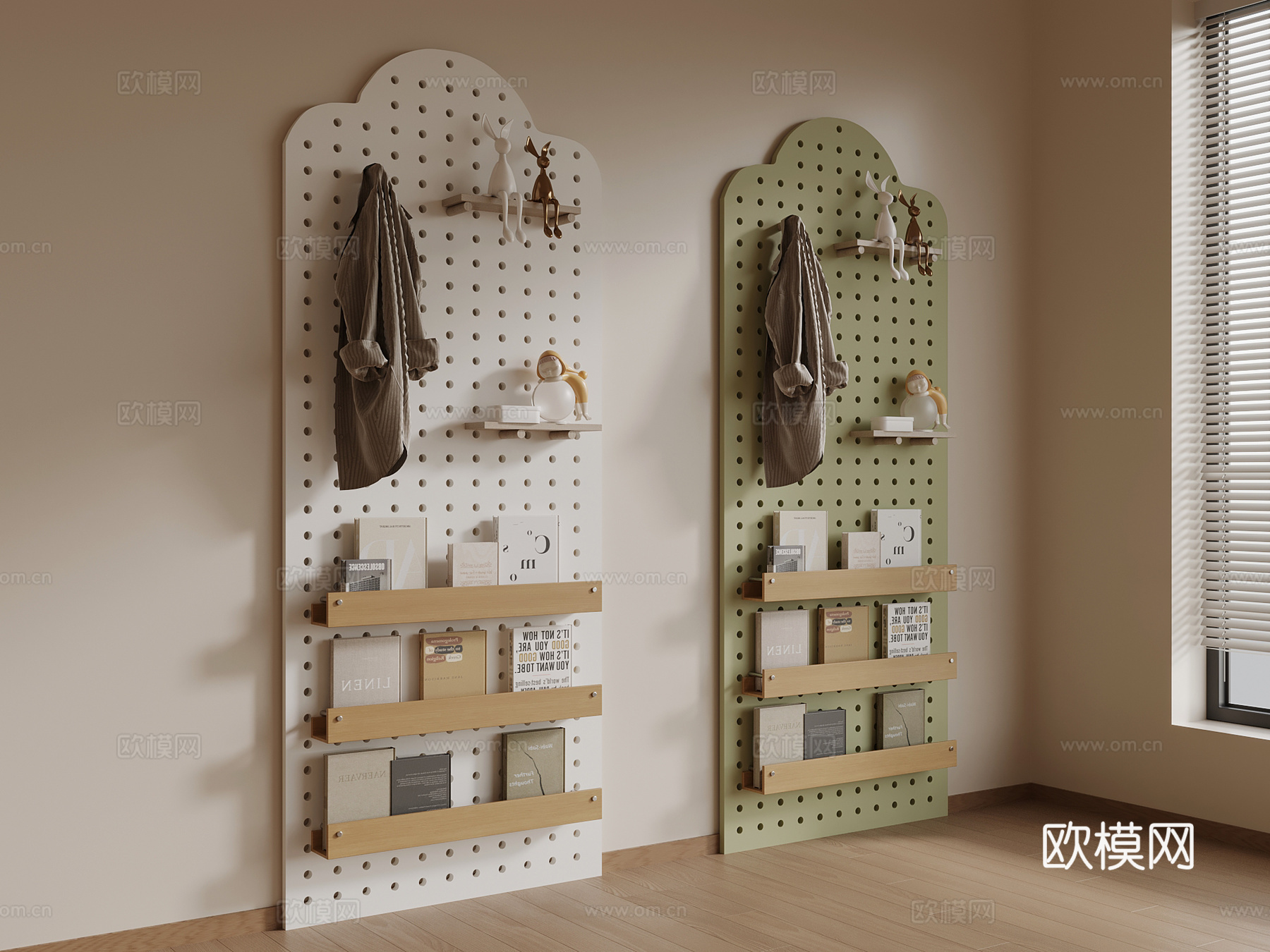 现代洞洞板 挂衣板 置物架3d模型下载