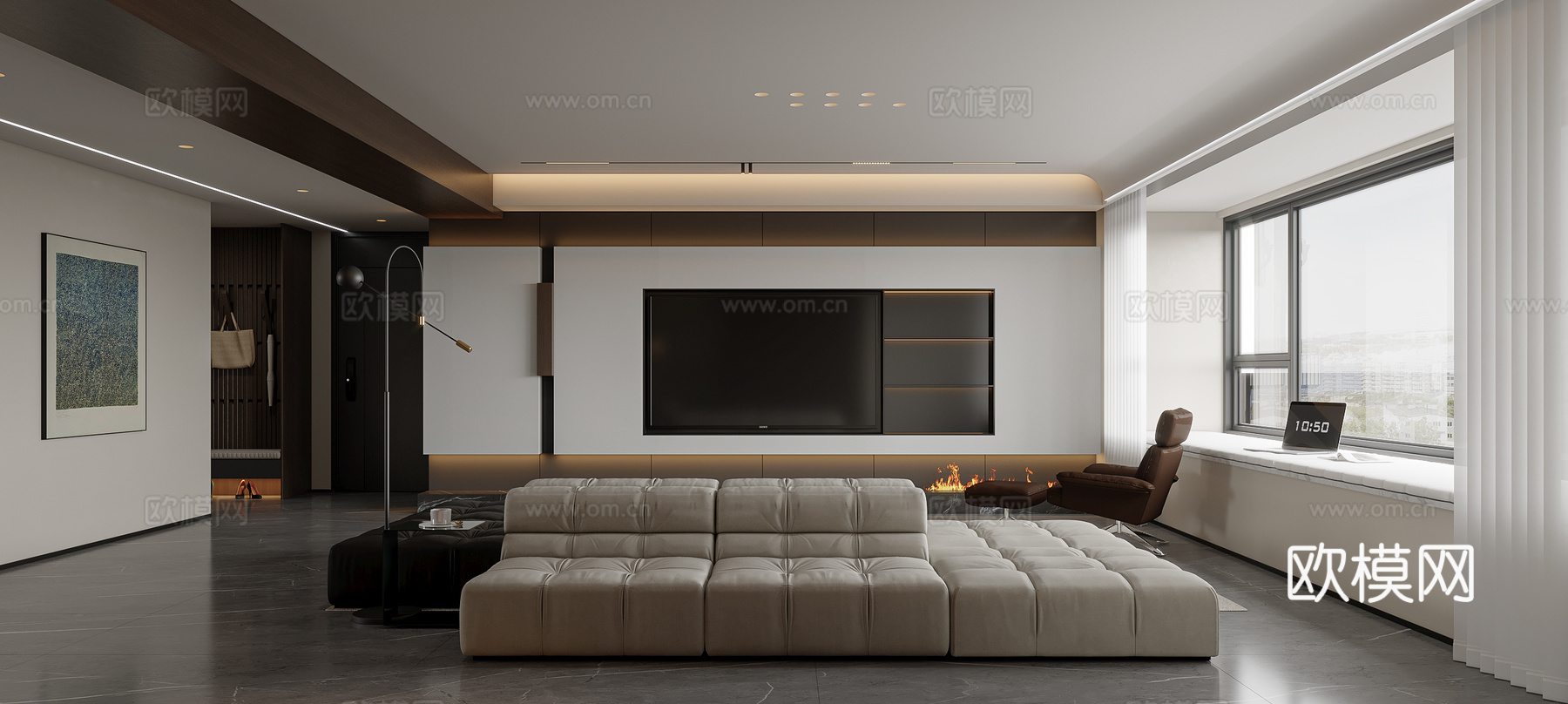 意式轻奢客餐厅3d模型下载（渲染图2）