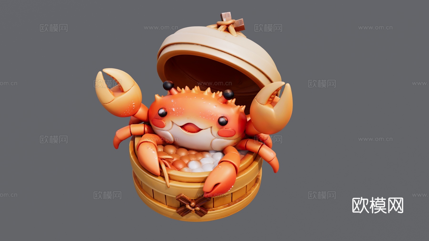 蒸笼里的大闸蟹su模型