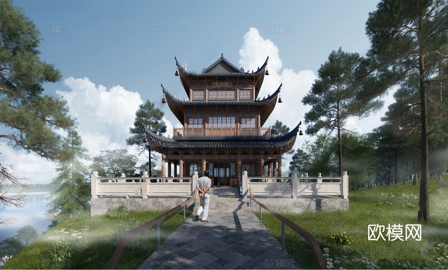 中式古建筑 阁楼 亭台 轩su模型