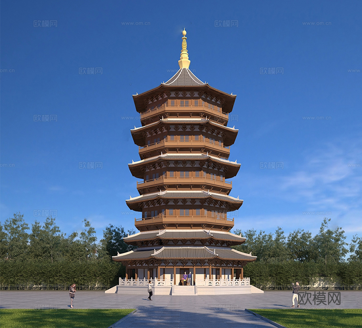 中式古建筑 佛塔 木塔su模型