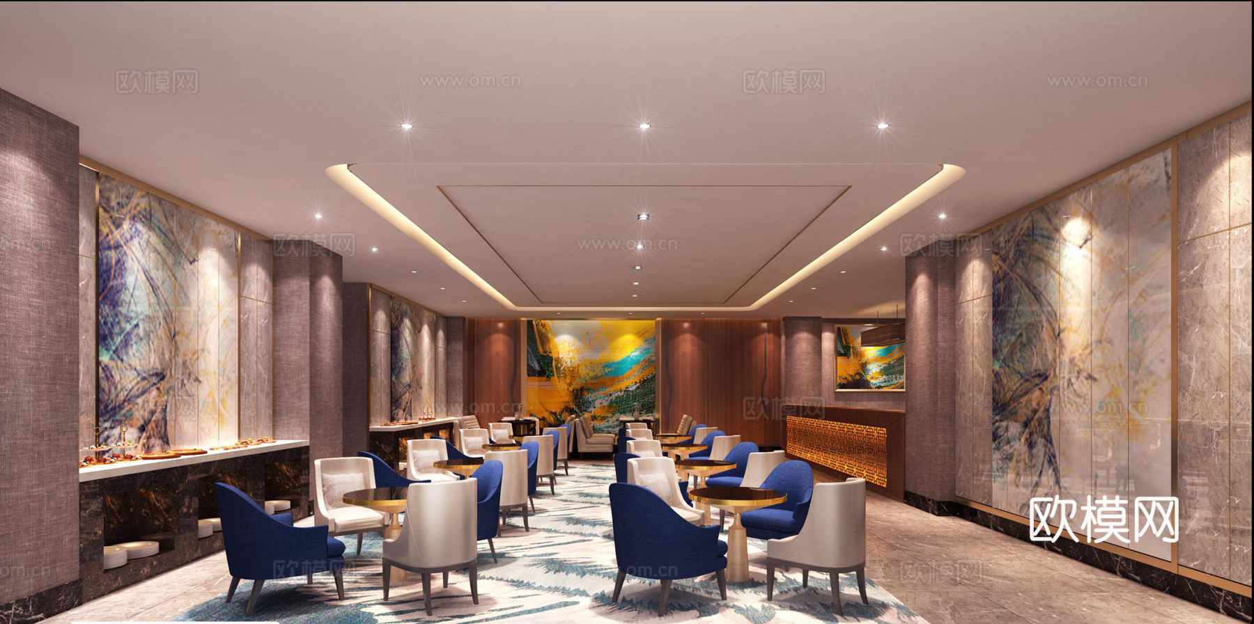 简欧自助区 简欧风格3d模型下载